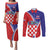 Personalized Croatia Coat of Arms Couples Matching Puletasi and Long Sleeve Button Shirt Checkerboard Style