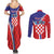 Personalized Croatia Coat of Arms Couples Matching Summer Maxi Dress and Long Sleeve Button Shirt Checkerboard Style