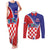Personalized Croatia Coat of Arms Couples Matching Tank Maxi Dress and Long Sleeve Button Shirt Checkerboard Style