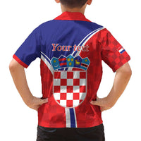 Personalized Croatia Coat of Arms Family Matching Long Sleeve Bodycon Dress and Hawaiian Shirt Checkerboard Style
