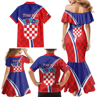 Personalized Croatia Coat of Arms Family Matching Mermaid Dress and Hawaiian Shirt Checkerboard Style