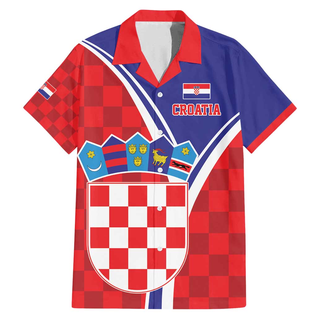 Personalized Croatia Coat of Arms Family Matching Mermaid Dress and Hawaiian Shirt Checkerboard Style