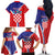 Personalized Croatia Coat of Arms Family Matching Off The Shoulder Long Sleeve Dress and Hawaiian Shirt Checkerboard Style