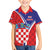 Personalized Croatia Coat of Arms Family Matching Off The Shoulder Long Sleeve Dress and Hawaiian Shirt Checkerboard Style