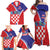Personalized Croatia Coat of Arms Family Matching Off Shoulder Maxi Dress and Hawaiian Shirt Checkerboard Style