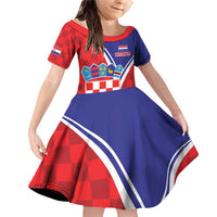 Personalized Croatia Coat of Arms Family Matching Off Shoulder Short Dress and Hawaiian Shirt Checkerboard Style