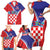 Personalized Croatia Coat of Arms Family Matching Short Sleeve Bodycon Dress and Hawaiian Shirt Checkerboard Style