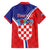 Personalized Croatia Coat of Arms Family Matching Short Sleeve Bodycon Dress and Hawaiian Shirt Checkerboard Style