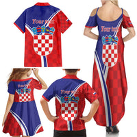 Personalized Croatia Coat of Arms Family Matching Summer Maxi Dress and Hawaiian Shirt Checkerboard Style