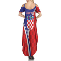 Personalized Croatia Coat of Arms Family Matching Summer Maxi Dress and Hawaiian Shirt Checkerboard Style
