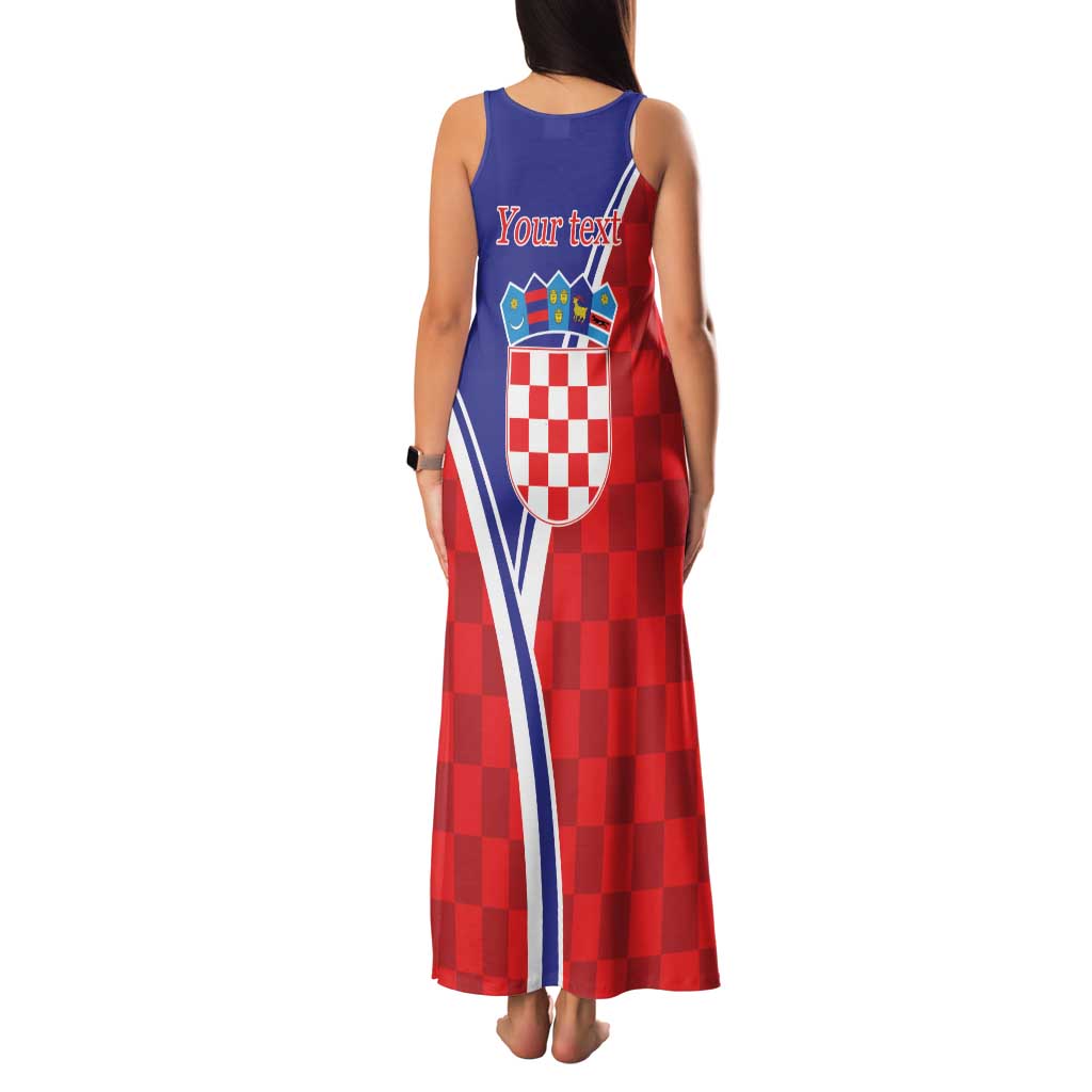 Personalized Croatia Coat of Arms Family Matching Tank Maxi Dress and Hawaiian Shirt Checkerboard Style