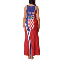 Personalized Croatia Coat of Arms Family Matching Tank Maxi Dress and Hawaiian Shirt Checkerboard Style