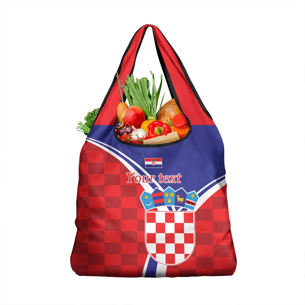 Personalized Croatia Coat of Arms Grocery Bag Checkerboard Style