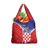 Personalized Croatia Coat of Arms Grocery Bag Checkerboard Style