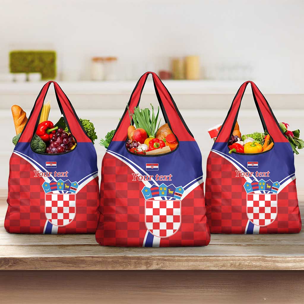Personalized Croatia Coat of Arms Grocery Bag Checkerboard Style