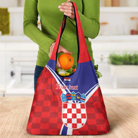 Personalized Croatia Coat of Arms Grocery Bag Checkerboard Style