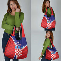 Personalized Croatia Coat of Arms Grocery Bag Checkerboard Style