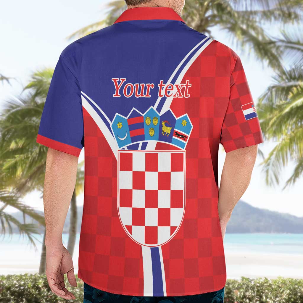 Personalized Croatia Coat of Arms Hawaiian Shirt Checkerboard Style