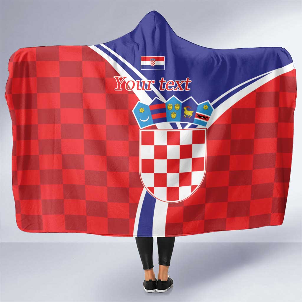 Personalized Croatia Coat of Arms Hooded Blanket Checkerboard Style