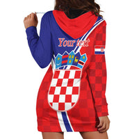 Personalized Croatia Coat of Arms Hoodie Dress Checkerboard Style