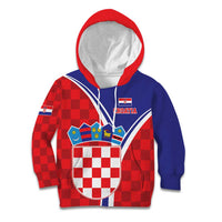 Personalized Croatia Coat of Arms Kid Hoodie Checkerboard Style