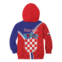 Personalized Croatia Coat of Arms Kid Hoodie Checkerboard Style