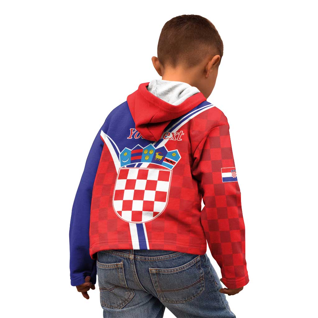 Personalized Croatia Coat of Arms Kid Hoodie Checkerboard Style