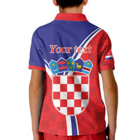 Personalized Croatia Coat of Arms Kid Polo Shirt Checkerboard Style