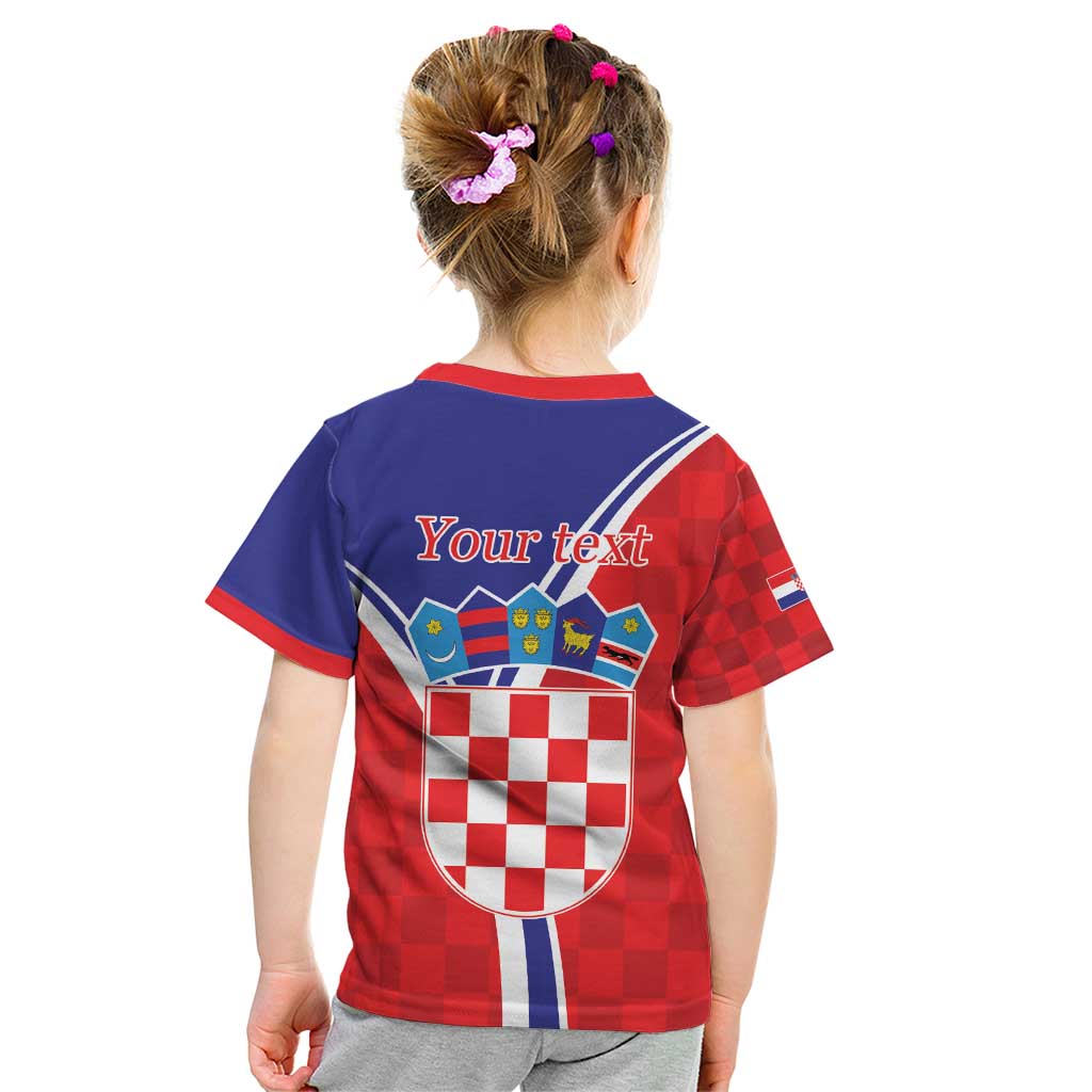 Personalized Croatia Coat of Arms Kid T Shirt Checkerboard Style