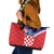 Personalized Croatia Coat of Arms Leather Tote Bag Checkerboard Style
