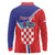 Personalized Croatia Coat of Arms Long Sleeve Polo Shirt Checkerboard Style