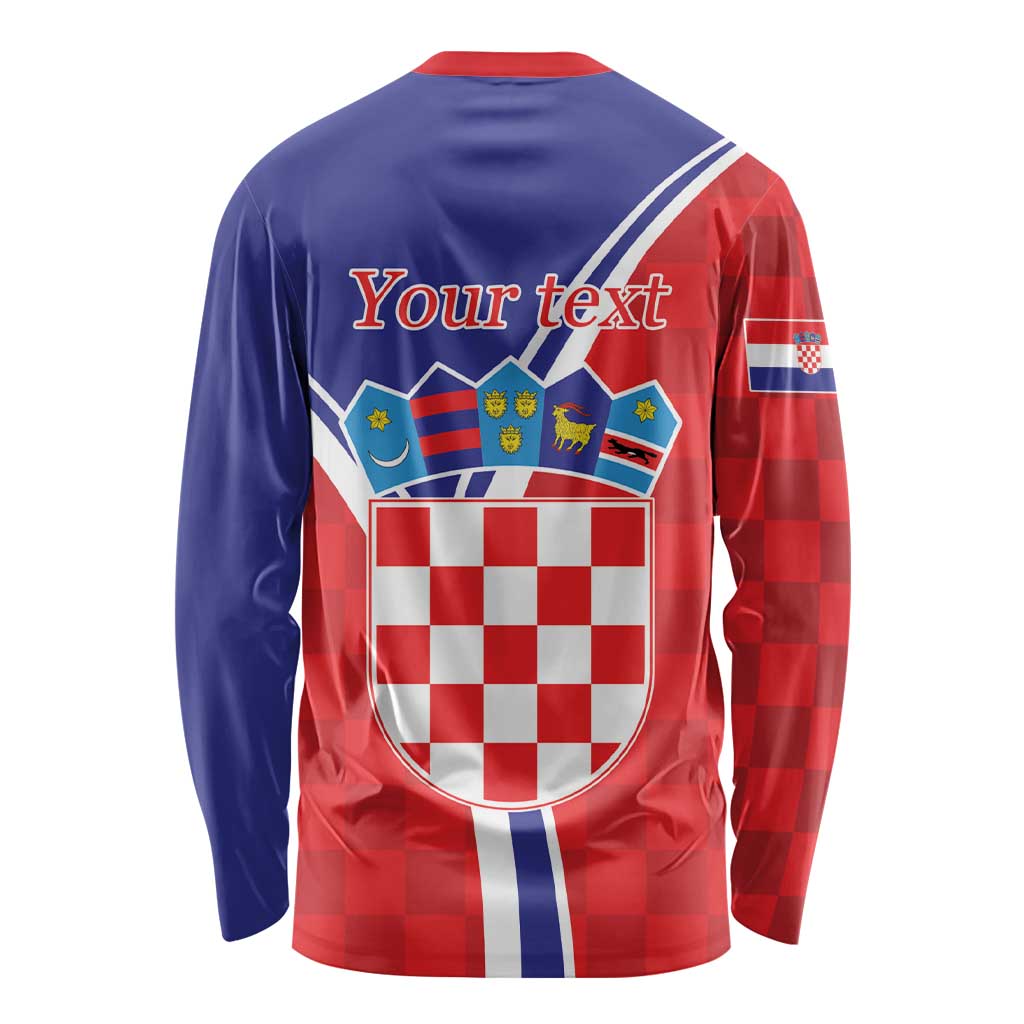 Personalized Croatia Coat of Arms Long Sleeve Shirt Checkerboard Style