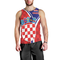 Personalized Croatia Coat of Arms Men Tank Top Checkerboard Style