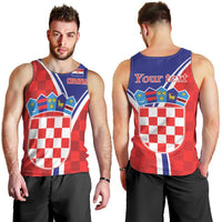 Personalized Croatia Coat of Arms Men Tank Top Checkerboard Style