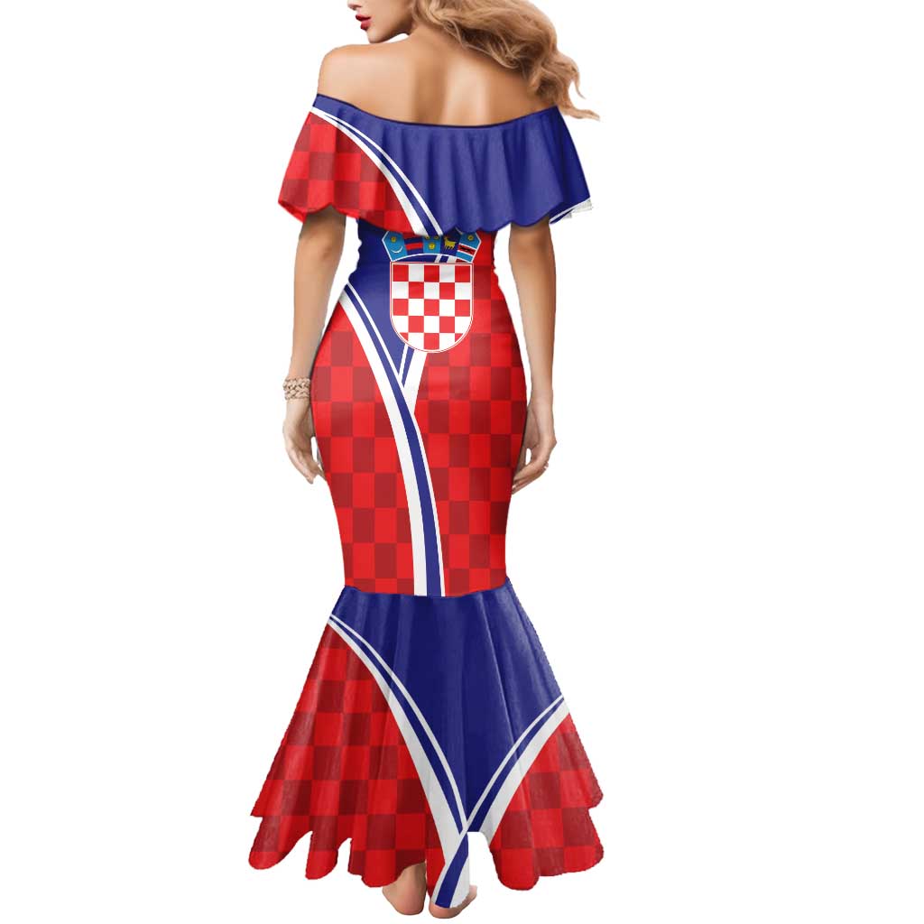 Personalized Croatia Coat of Arms Mermaid Dress Checkerboard Style