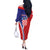 Personalized Croatia Coat of Arms Off The Shoulder Long Sleeve Dress Checkerboard Style