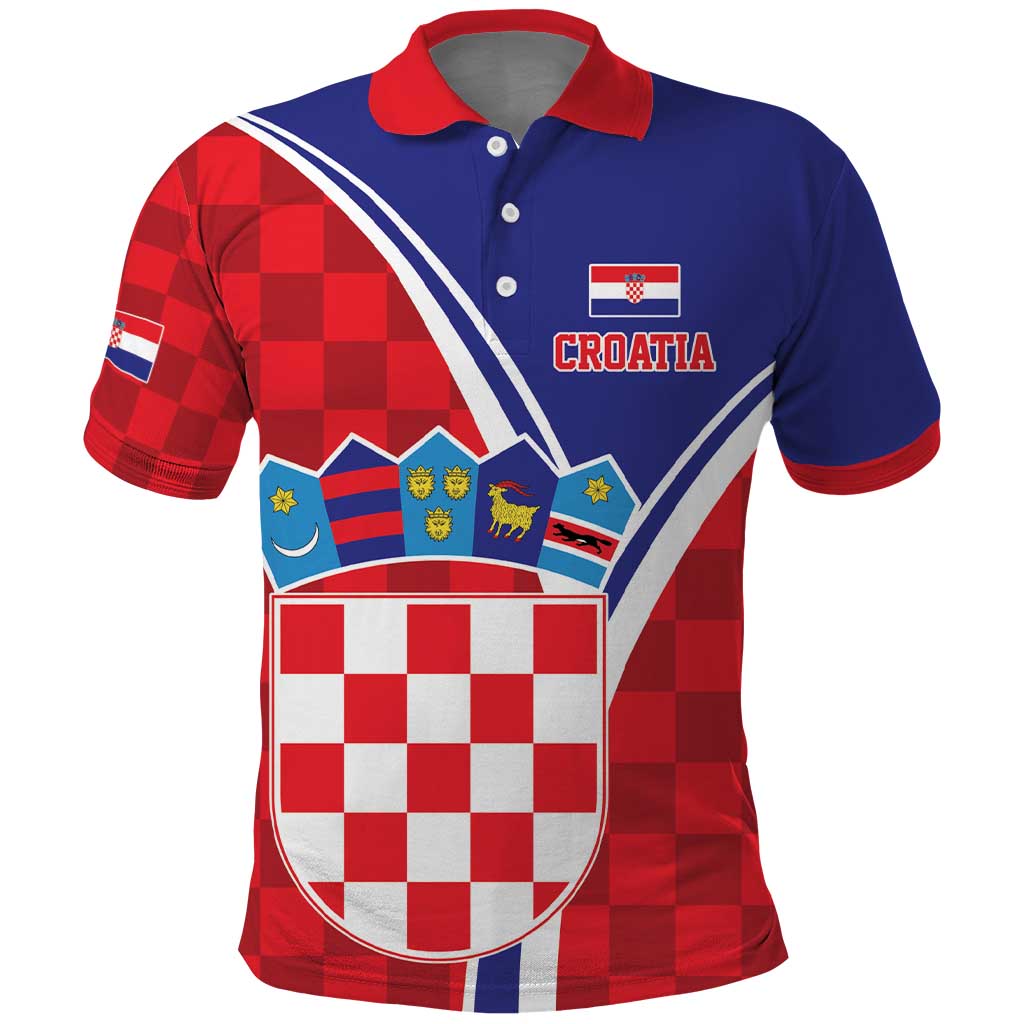 Personalized Croatia Coat of Arms Polo Shirt Checkerboard Style