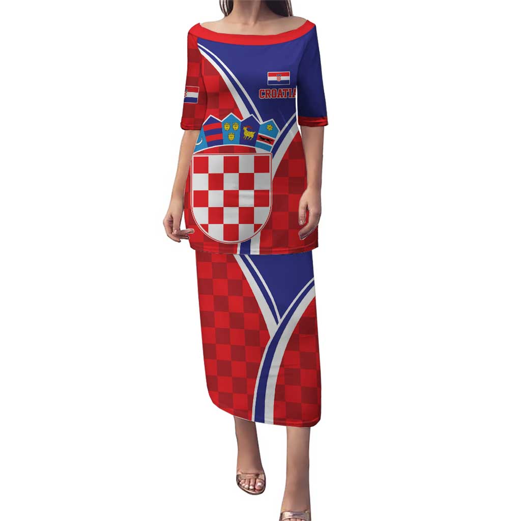 Personalized Croatia Coat of Arms Puletasi Checkerboard Style