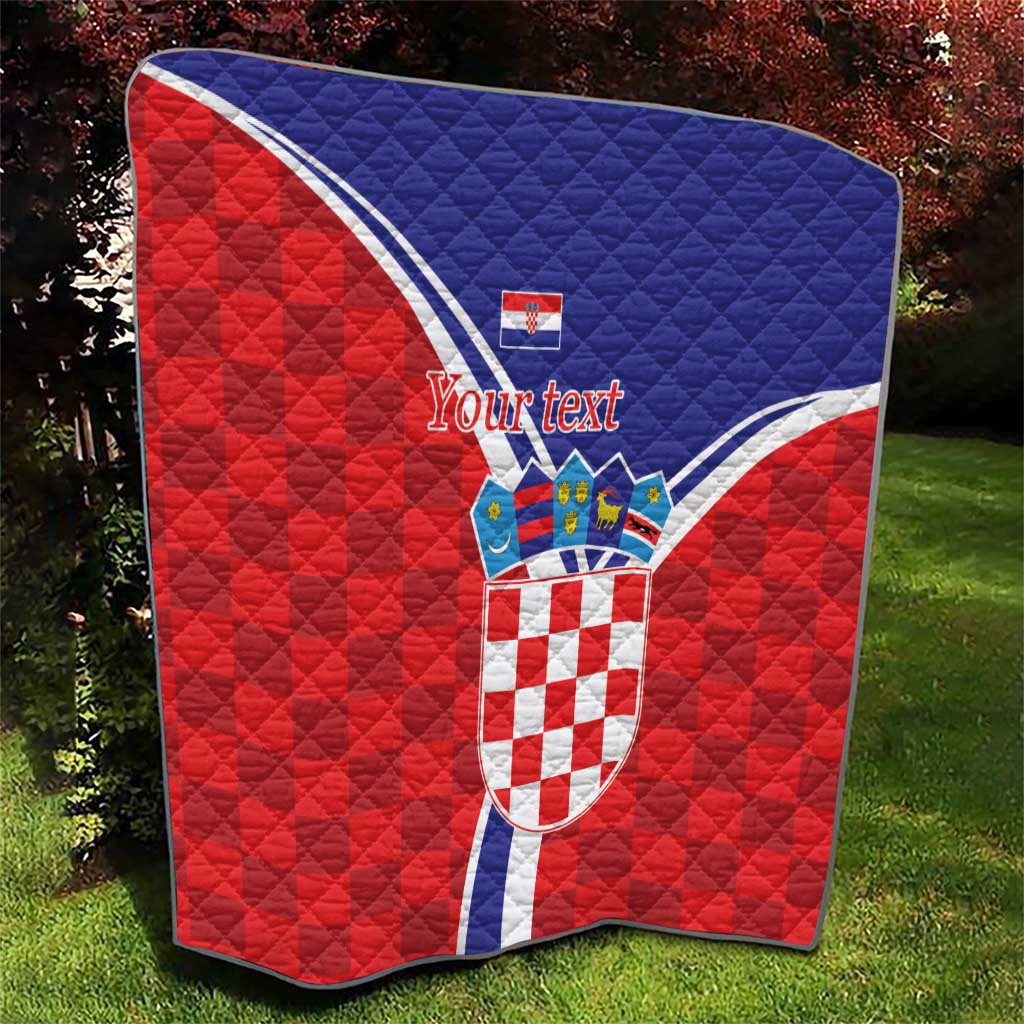Personalized Croatia Coat of Arms Quilt Checkerboard Style