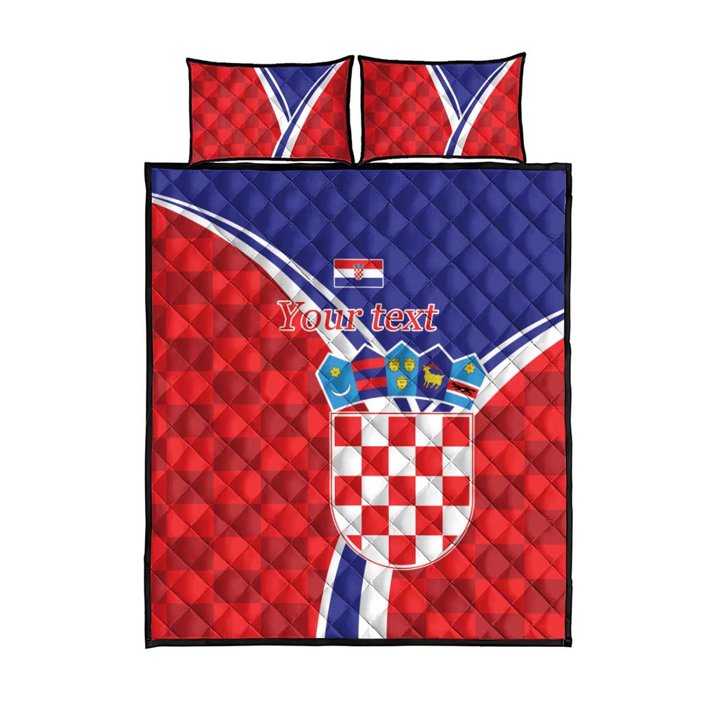 Personalized Croatia Coat of Arms Quilt Bed Set Checkerboard Style