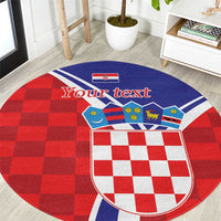 Personalized Croatia Coat of Arms Round Carpet Checkerboard Style