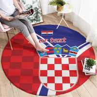 Personalized Croatia Coat of Arms Round Carpet Checkerboard Style