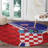 Personalized Croatia Coat of Arms Round Carpet Checkerboard Style