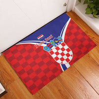 Personalized Croatia Coat of Arms Rubber Doormat Checkerboard Style