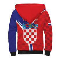 Personalized Croatia Coat of Arms Sherpa Hoodie Checkerboard Style