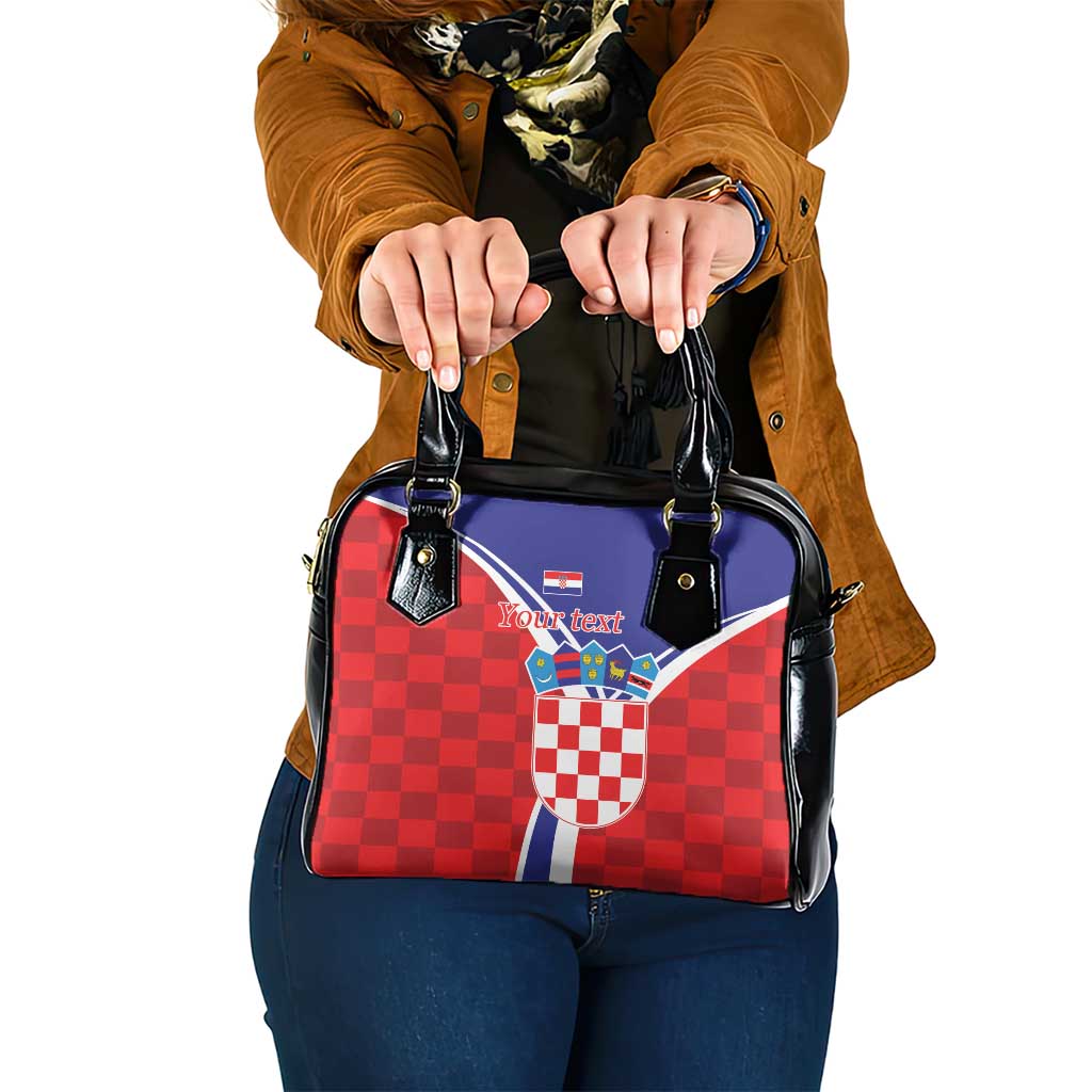 Personalized Croatia Coat of Arms Shoulder Handbag Checkerboard Style