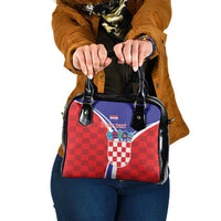 Personalized Croatia Coat of Arms Shoulder Handbag Checkerboard Style