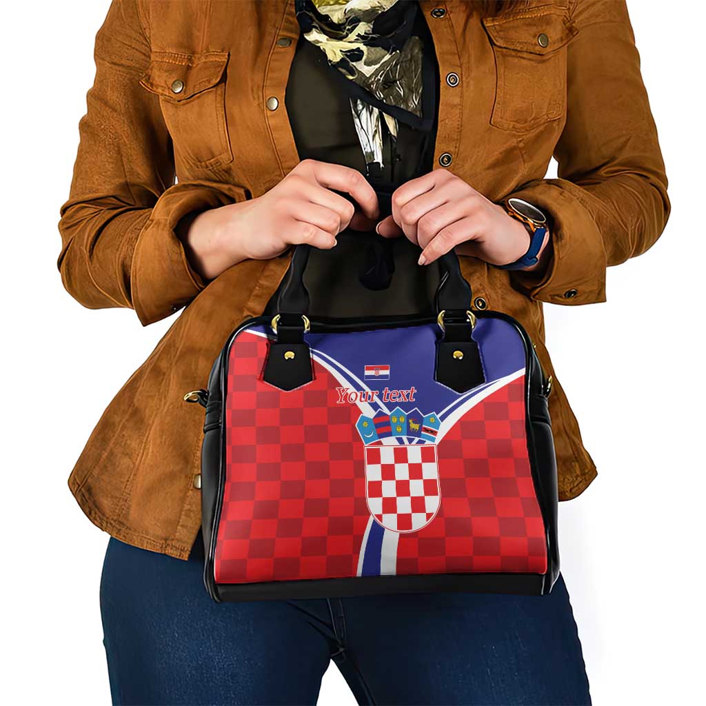 Personalized Croatia Coat of Arms Shoulder Handbag Checkerboard Style