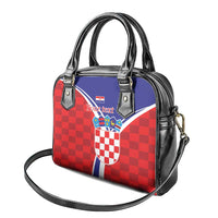 Personalized Croatia Coat of Arms Shoulder Handbag Checkerboard Style
