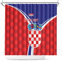 Personalized Croatia Coat of Arms Shower Curtain Checkerboard Style